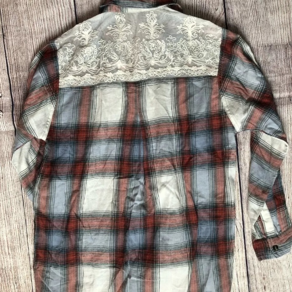 BDG plaid top lace back size XS